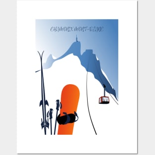 Chamonix Aiguille du Midi snowboard ski leewarddesign Posters and Art